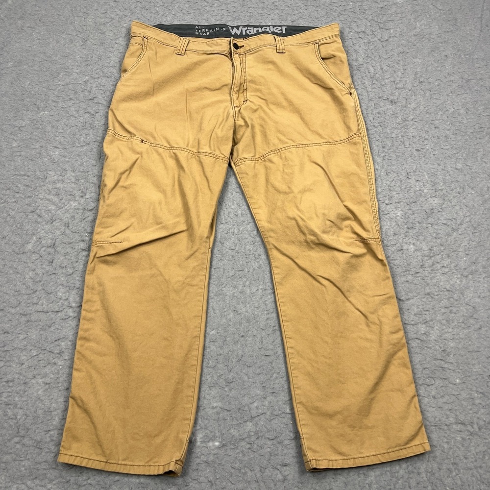 Wrangler ATG All Terrain Utility Work Pants Mens 40x30 Beige Canvas Trouser Hike